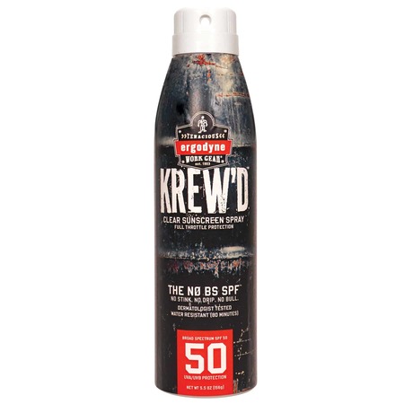 KREWD BY ERGODYNE SPF 50 Sunscreen Spray, 5.5 oz., PK12 6353-12PK